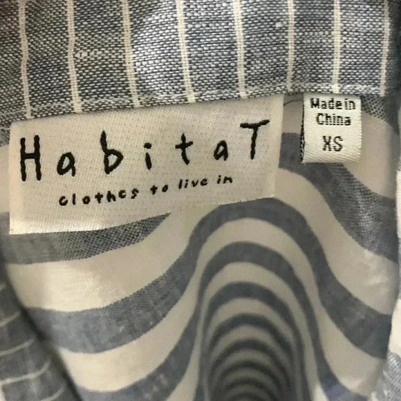 Habitat Relaxed Striped 100% Linen Langelook Button Down Shirt - Picture 6 of 7